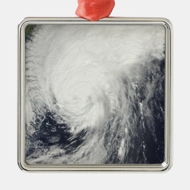 Typhoon Melor approaching Japan Metal Tree Decoration (Front)