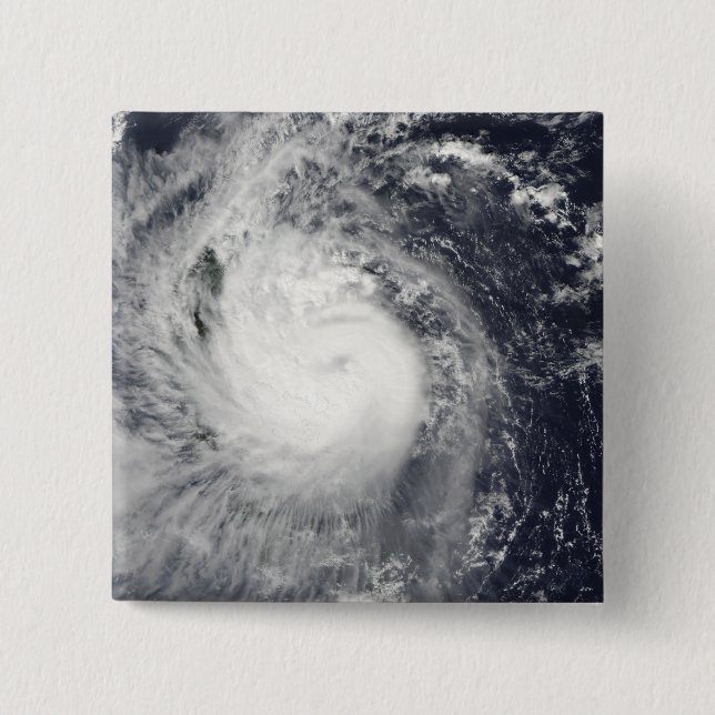 Typhoon Mirinae heading west 15 Cm Square Badge (Front)