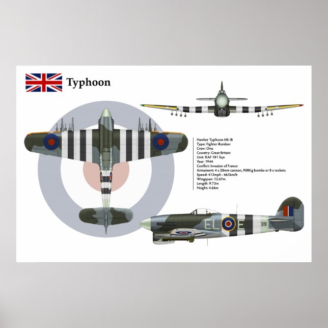 Typhoon Mk 1B 181 Squadron Poster (Front)