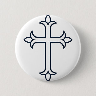 Typical Christian cross 6 Cm Round Badge