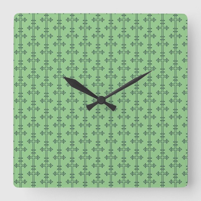 Typical Christian cross Square Wall Clock (Front)