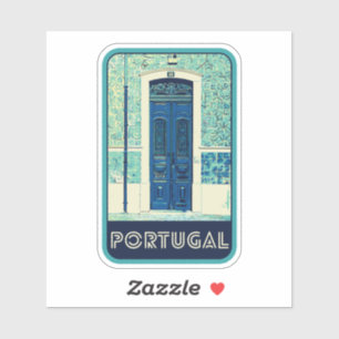 Typical door and tiles illustration Portugal