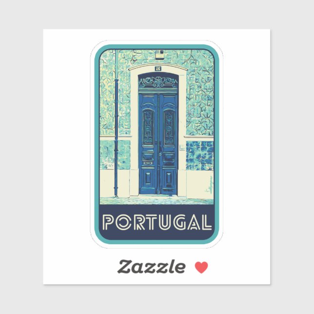 Typical door and tiles illustration Portugal (Sheet)