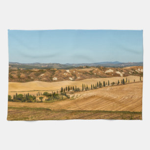 Typical landscapes for Siena Province in Tuscany Tea Towel