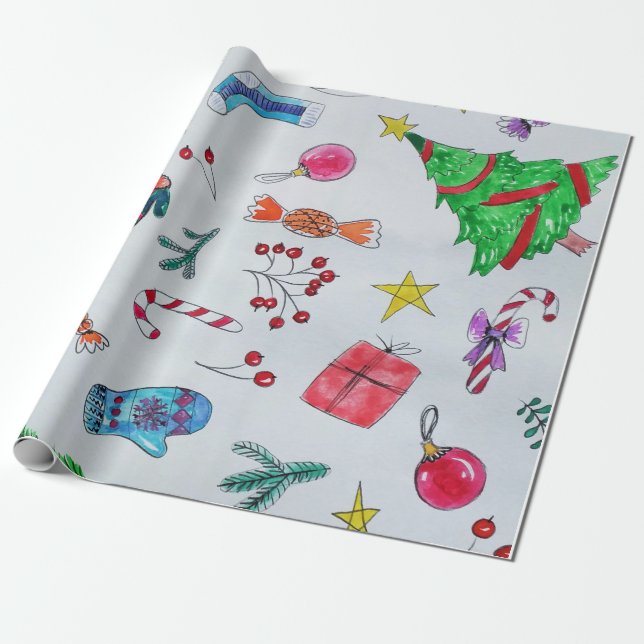 Typical motifs about Christmas day  Wrapping Paper (Unrolled)