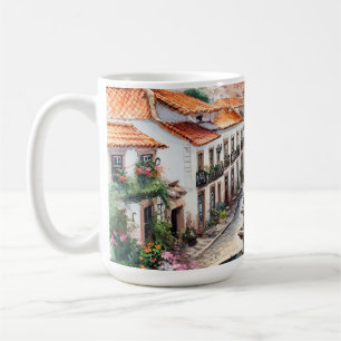 Typical portuguese village watercolor coffee mug