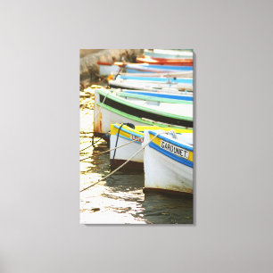 Typical Provencal fishing boats painted in Canvas Print