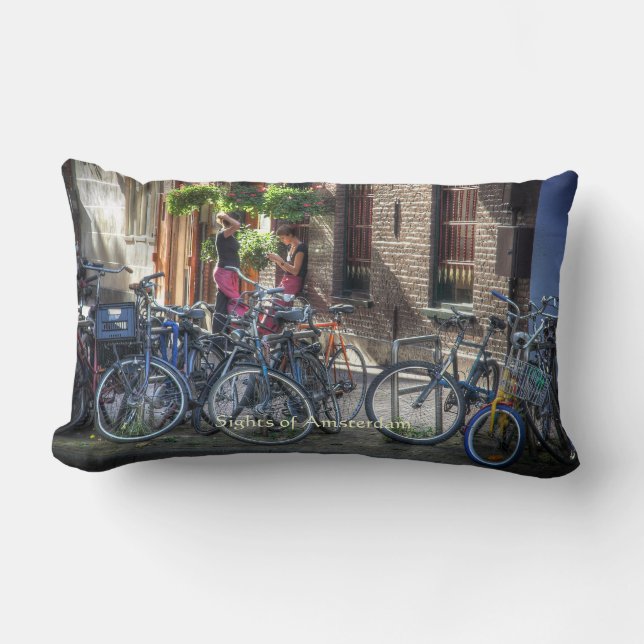 Typical Street Scene, Sights of Amsterdam Lumbar Cushion (Front)
