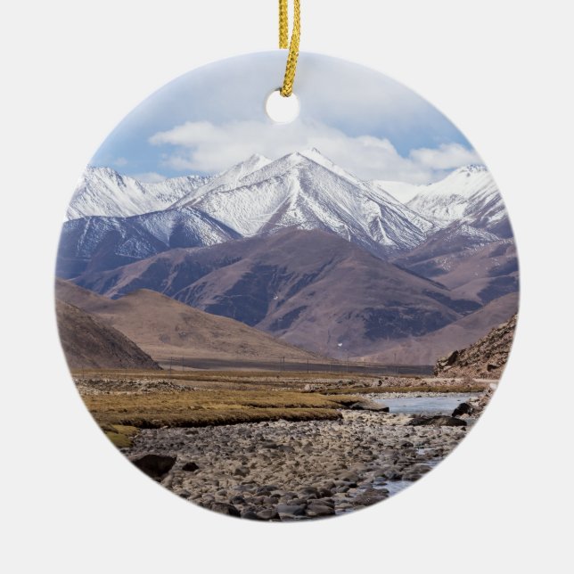 Typical Tibetan mountain landscape Ceramic Tree Decoration (Front)