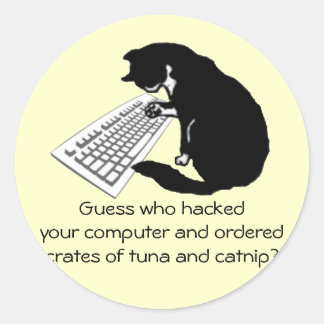 Typing Cat Classic Round Sticker