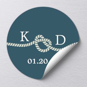 Typing the Knot Navy Blue Nautical Wedding Seal