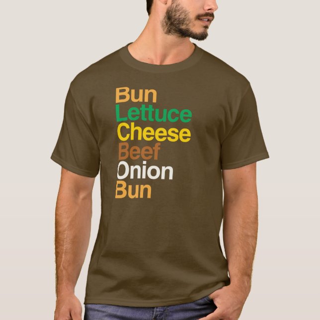 Typographic anatomy of cheeseburger T-Shirt (Front)