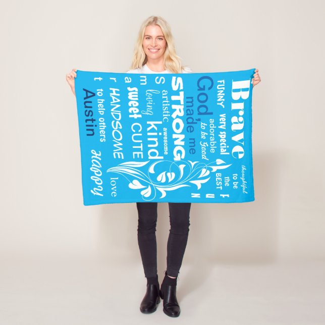 Typographic ART Design, Personalise for a Boy Fleece Blanket (In Situ)