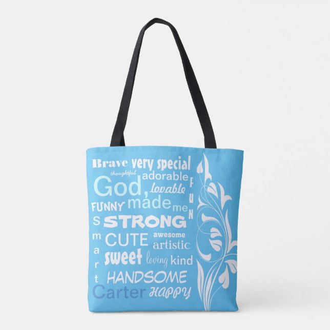 Typographic ART Design, Personalise for a Boy Tote Bag (Back)