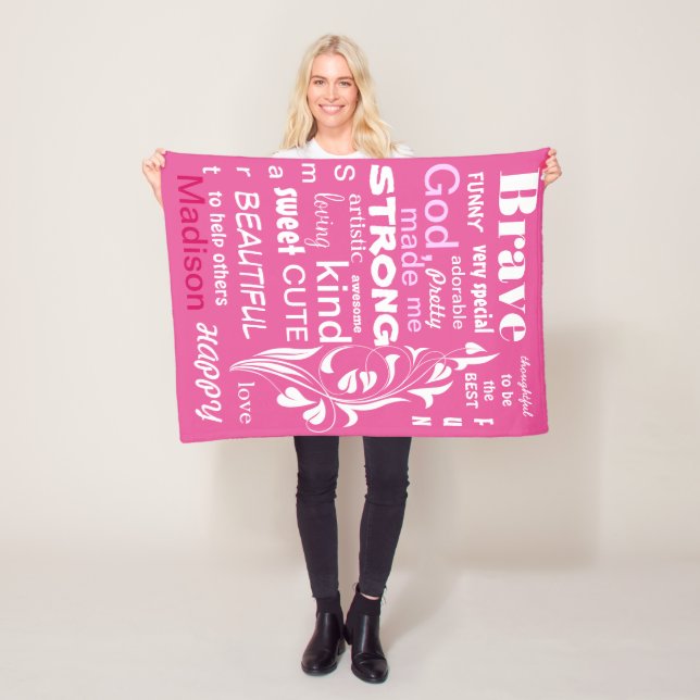 Typographic ART Design, Personalise for a Girl Fleece Blanket (In Situ)