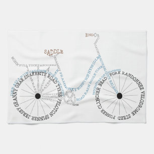 Typographic Bicycle Bike Biking Cycling Tea Towel