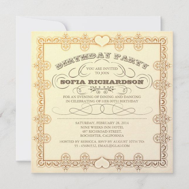 TYPOGRAPHIC BIRTHDAY PARTY INVITATIONS (Front)