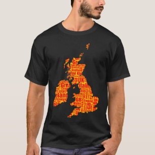 Typographic British Isles - Amber and Red T-Shirt