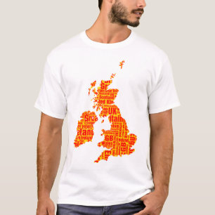 Typographic British Isles - Amber and Red T-Shirt