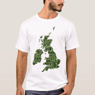 Typographic British Isles - Green and Black. T-Shirt