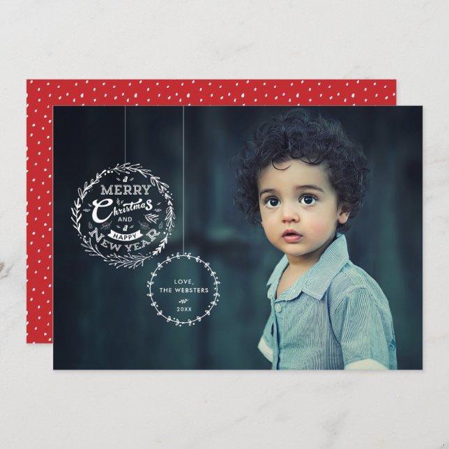 Typographic Christmas Ornament Holiday Card (Front/Back)