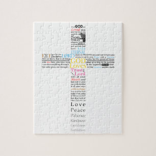 typographic Cross Jigsaw Puzzle