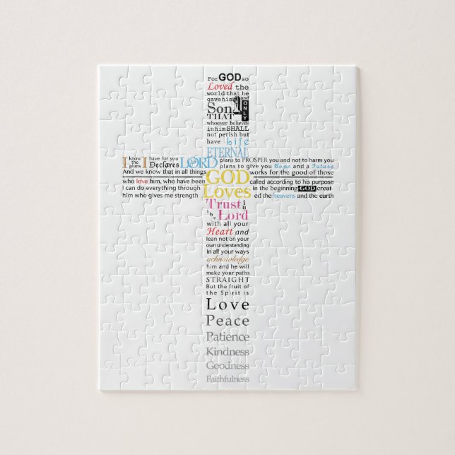 typographic Cross Jigsaw Puzzle (Vertical)