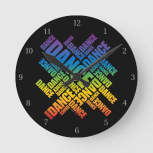 Typographic Dance Round Clock
