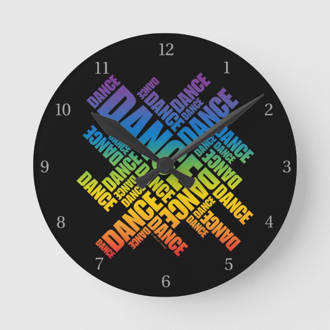 Typographic Dance Round Clock (Front)