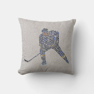 Typographic Hockey Player Pillow to Customise