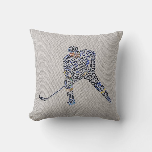Typographic Hockey Player Pillow to Customise (Front)