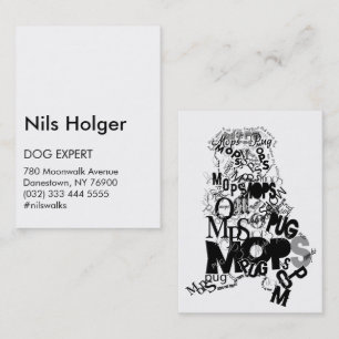 Typographic, modern, Type only Pug Business Card