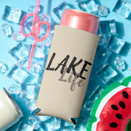 Typographic nautical LAKE LIFE | Seltzer Can Cooler