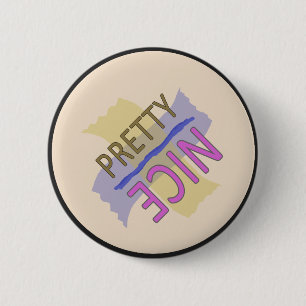 Typographic Pretty Nice Pink Brown Blue 6 Cm Round Badge