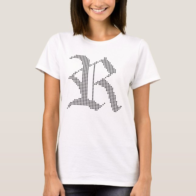Typographic R Gothic Letter Design T-Shirt (Front)