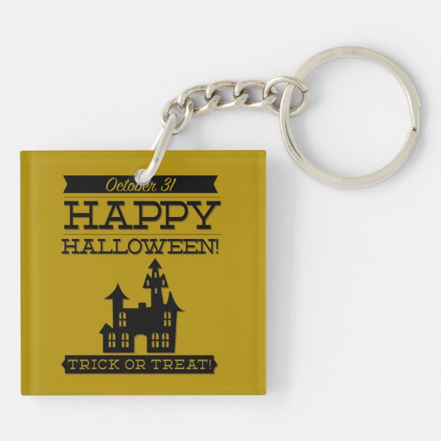 Typographic retro Halloween Key Ring (Back)