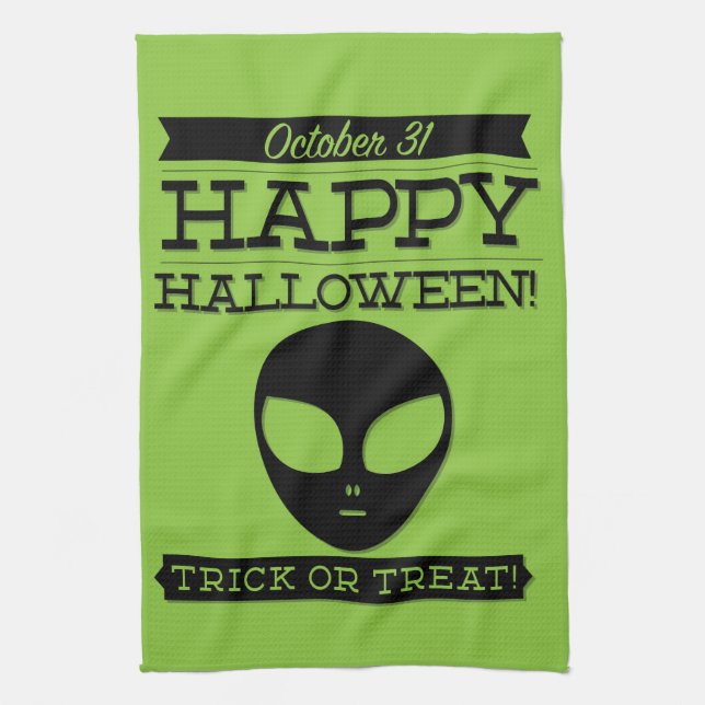 Typographic retro Halloween Tea Towel (Vertical)