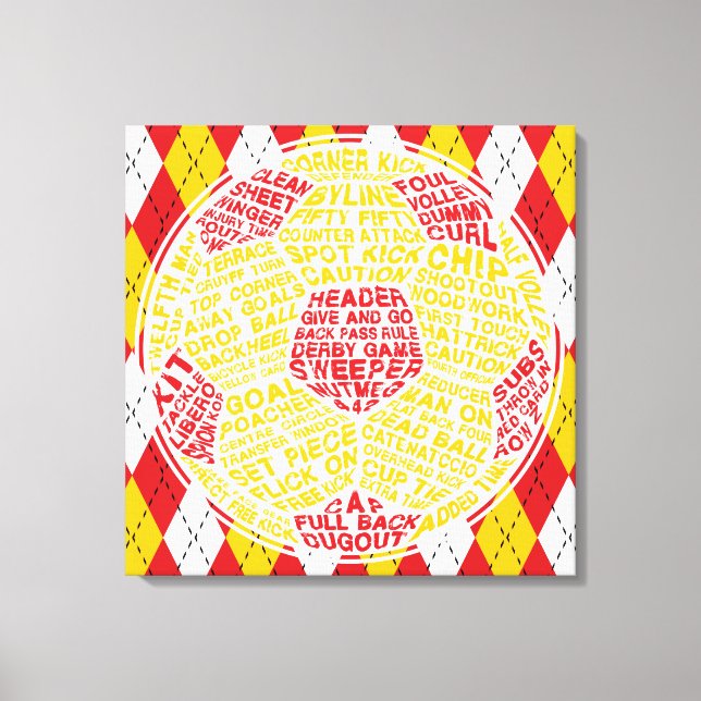 Typographic Soccer Ball Box Canvas Print (Front)