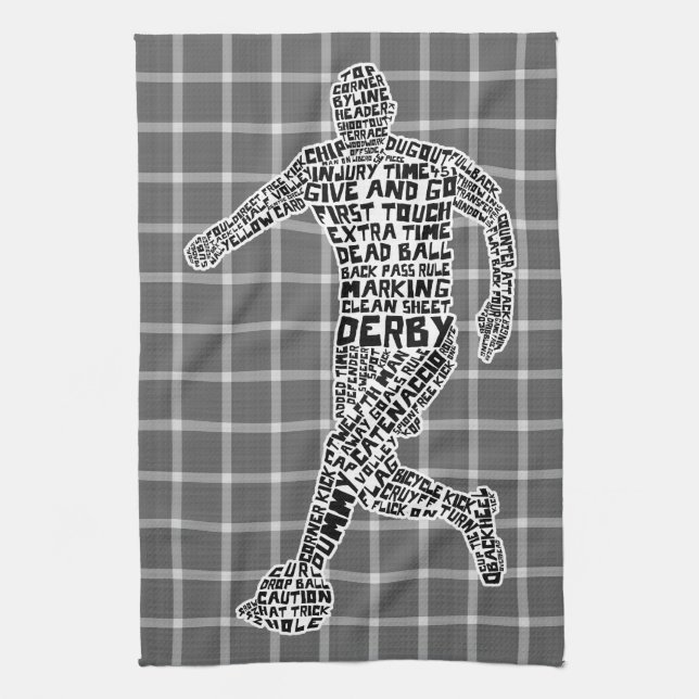 Typographic Soccer Player Tea Towel (Vertical)