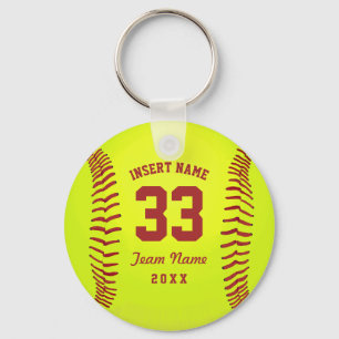 Typographic Softball Team Red Key Ring