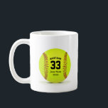 Typographic Softball Thermal Tumbler Coffee Mug<br><div class="desc">Softball. Clipart softball theme. Customisable. Black text. Enter the player's name,  number,  team name and year. Ideal gift for friends and family.</div>