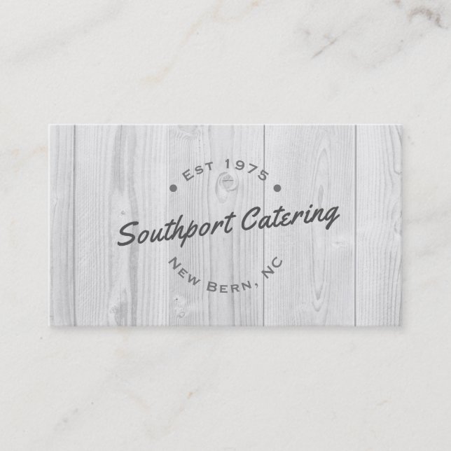 Typographic White Wood Business Card (Front)