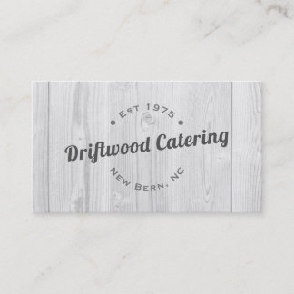 Typographic White Wood Business Card