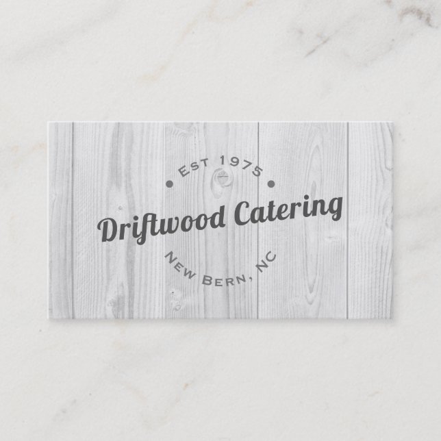 Typographic White Wood Business Card (Front)