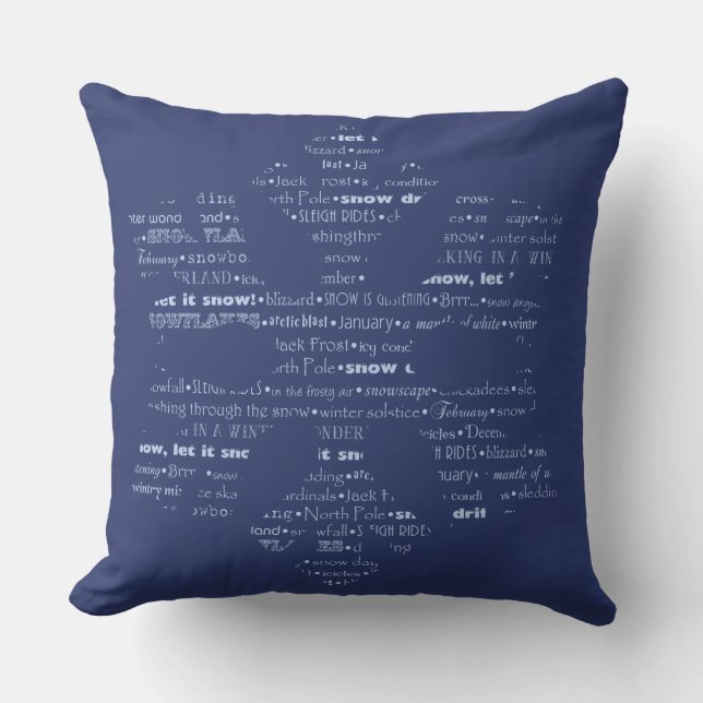 Typographic Winter Phrases Cushion (Front)
