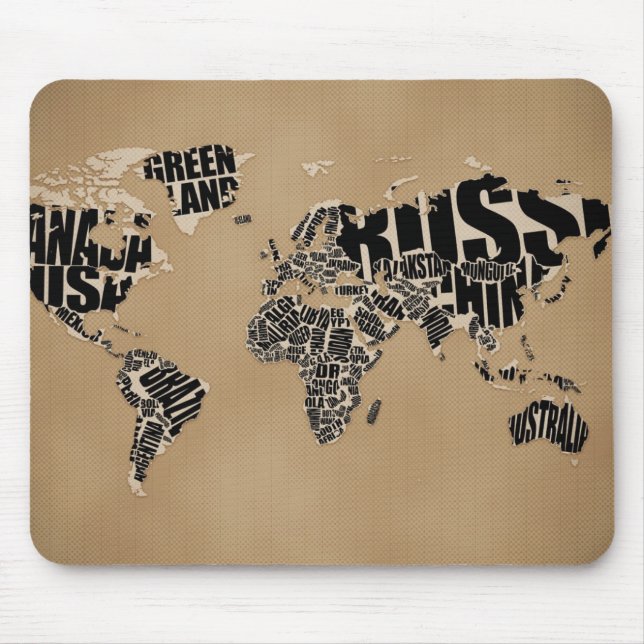Typographic World  Map Mouse Pad (Front)