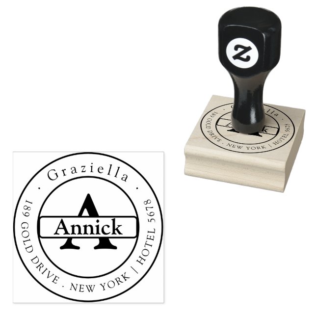 Typographical Monogram Name Return Address  Rubber Stamp (Stamped)