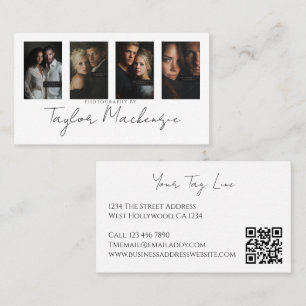 Typography 4 Photo Template Personalised QR Code Business Card