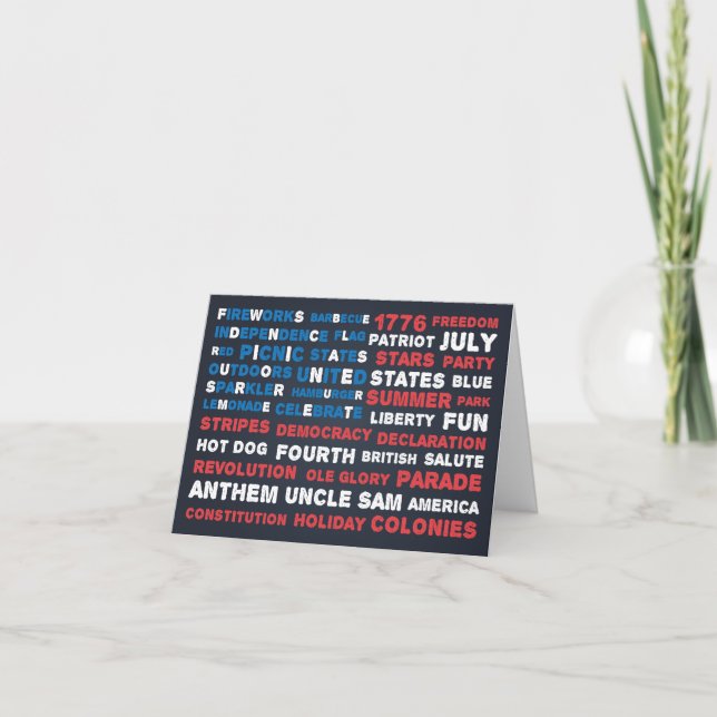 Typography 4th of July Party Greeting Card (Front)