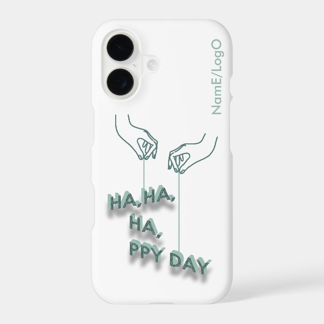 typography_7_ha,ha,ha,ppy day_2 iPhone case (Back)